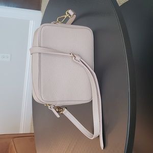 Quince Italian Leather Crossbody bag in dusty pink